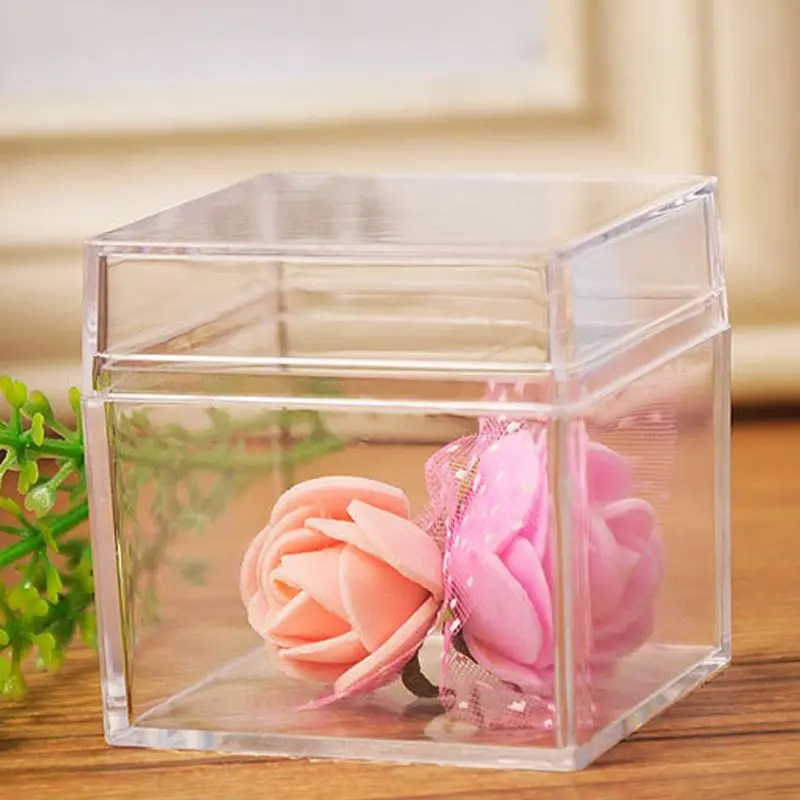 Transparent Plastic Box 5 Sided Cube Box Small Mini Party Gift Wedding Candy Box Jewelry Plastic Display Candy Box