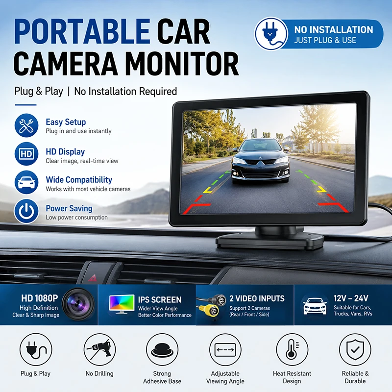 Vehicle truck reversing image 4.3-way monitoring camera 12v 36V two-way monitoring HD night vision waterproof camera