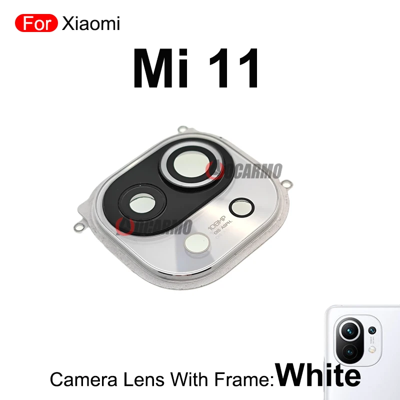 Per Xaiomi Mi 11 obiettivo della fotocamera posteriore posteriore con parti di ricambio della copertura in vetro del telaio