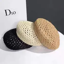 Summer Hollow out Beret Hat for Women Fashion British Painter Star Design Breathable Cap for Ladies Girl