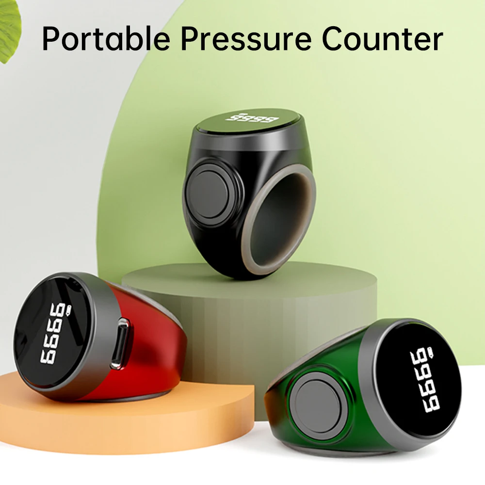 

Type-C Smart Tasbih Tally Digital Counter for Muslims Prayer 3 Sizes Adjustable Ring OLED Display Battery Level and Counting
