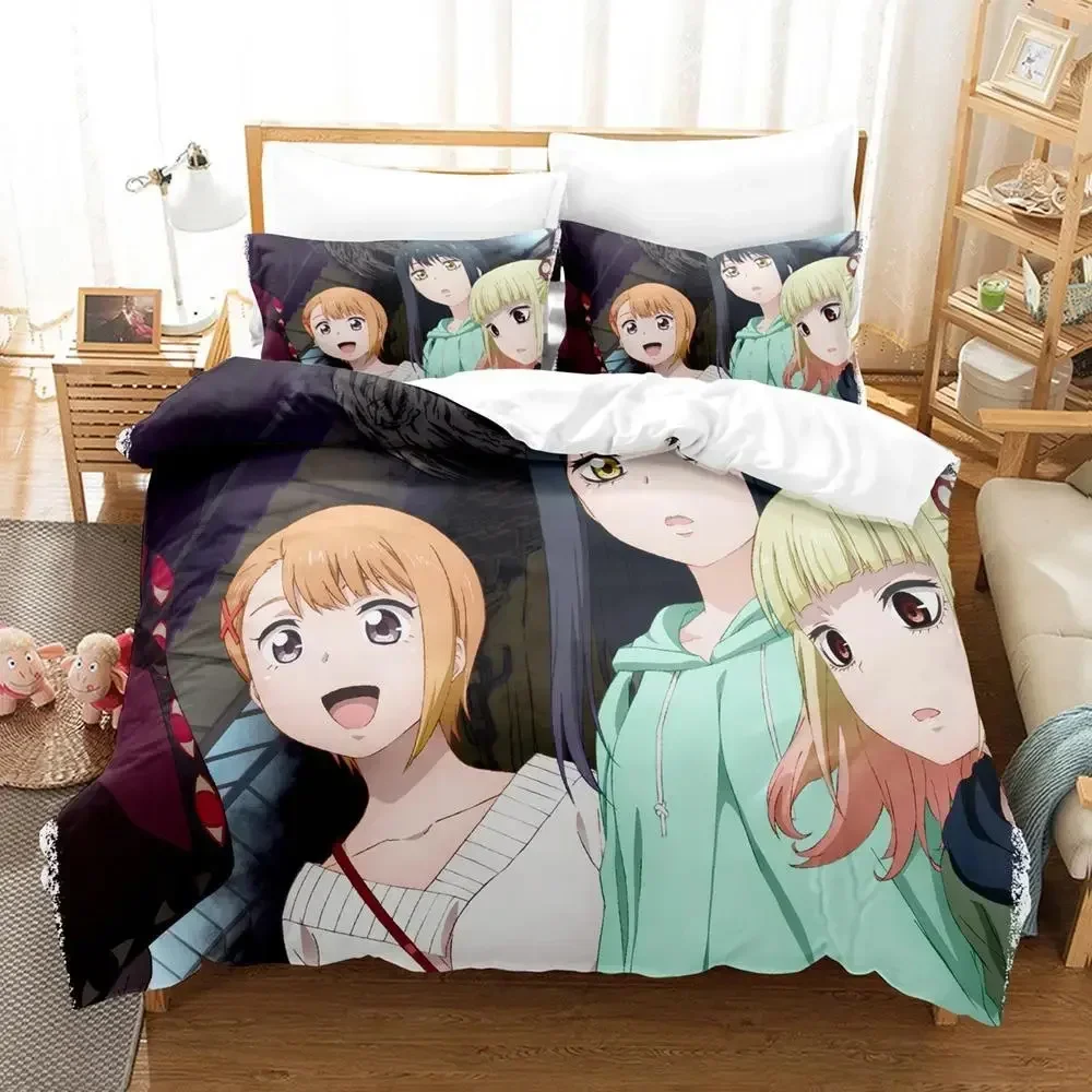 Anime Mieruko-chan The Girl Who Can See Them 2_3pcs Bedding Set Boys Girls Twin Queen Size Duvet Cover Pillowcase Bed Kids Adult