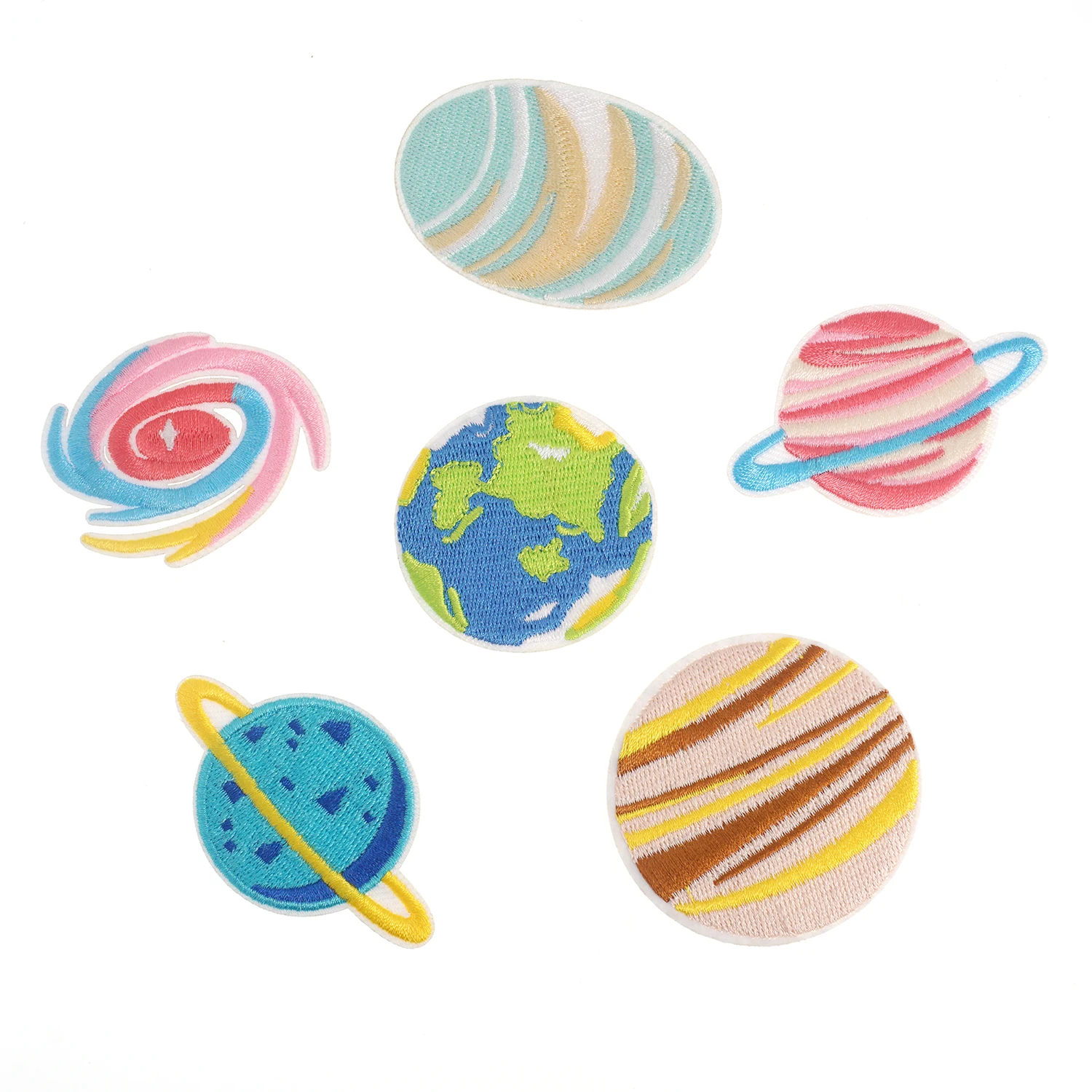 1 Piece Planet Embroidered Patch Earth Galaxy Applique Iron On for Clothes