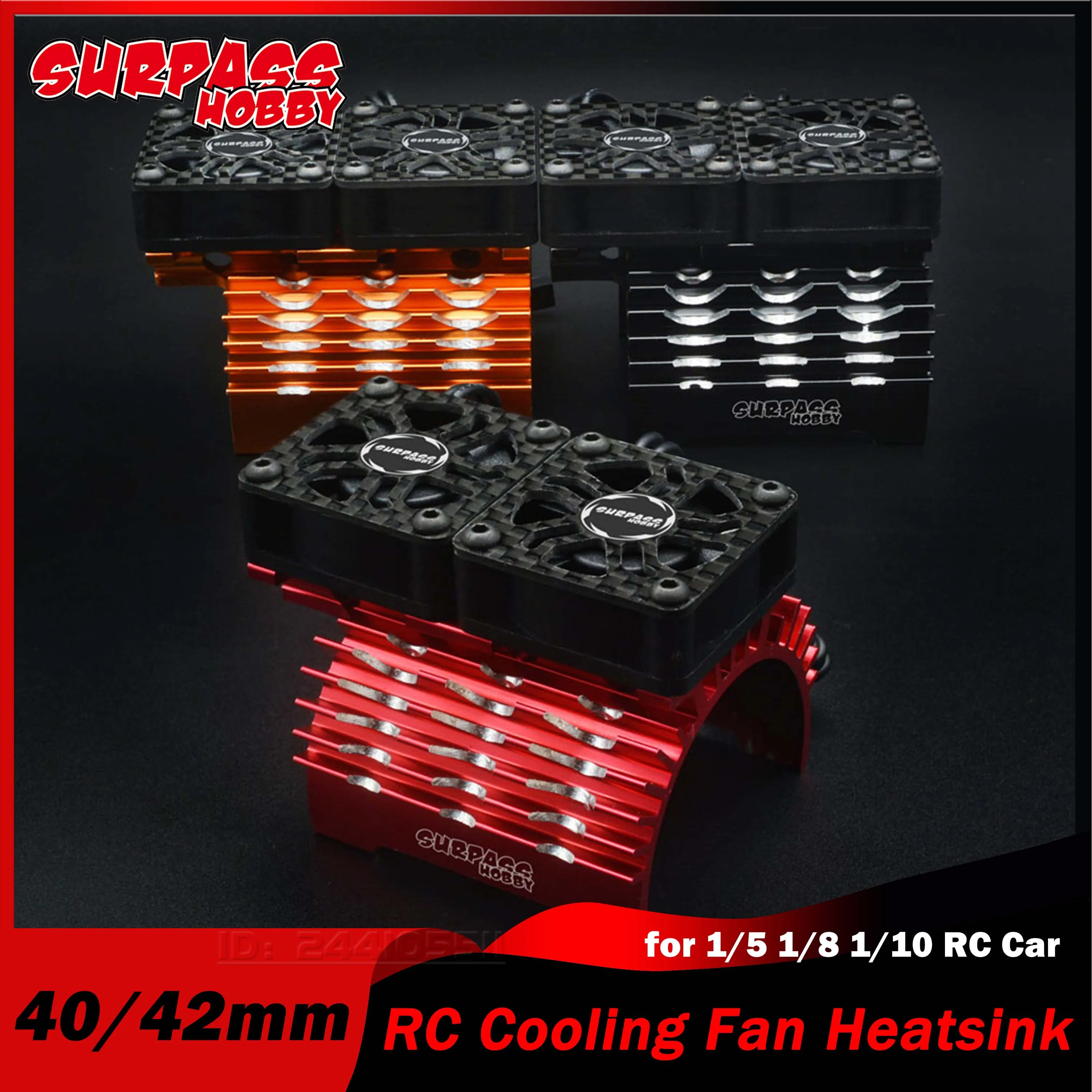 

SURPASS HOBBY RC Metal Heatsink With Dual Cooling Fan 8.4V/27000 RPM for 1/5 1/8 1/10 Car 4268 4274 4092 Brushless Motor 40/42mm