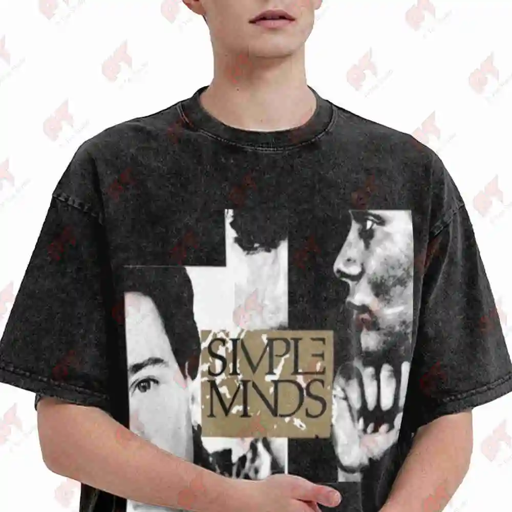 Simple Minds 1985 86 World Tour Vintage Washed Tee Pure Cotton T-Shirt