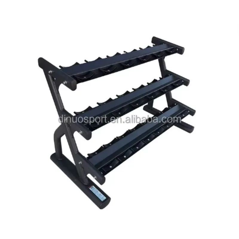 2026 High Capacity 3-Tire Dumbbell Rack for Gyms Stores 15 Pairs of Round Head & Hexagonal Dumbbells Gym Accessories