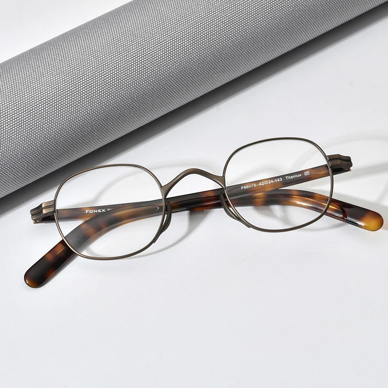 FONEX Titanium Glasses Frame Women Brand Design Retro Square Eyeglasses Men Vintage Japanese Handmade Eyewear Spectacles 85675