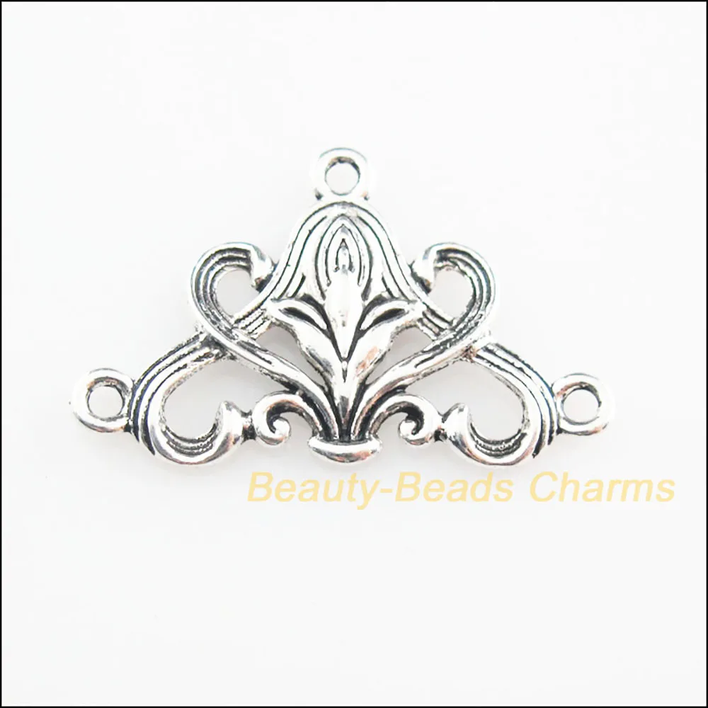 20 nowych złączy Trójkątny kwiat Tybetański srebrny kolor Charms 20x31mm — zdjęcie 2