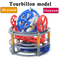 Drieassige Tourbillon Model 3d Printen Mechanische Slingerklok Metalen Veeraandrijving Diy Science Technology Decompressie Speelgoed