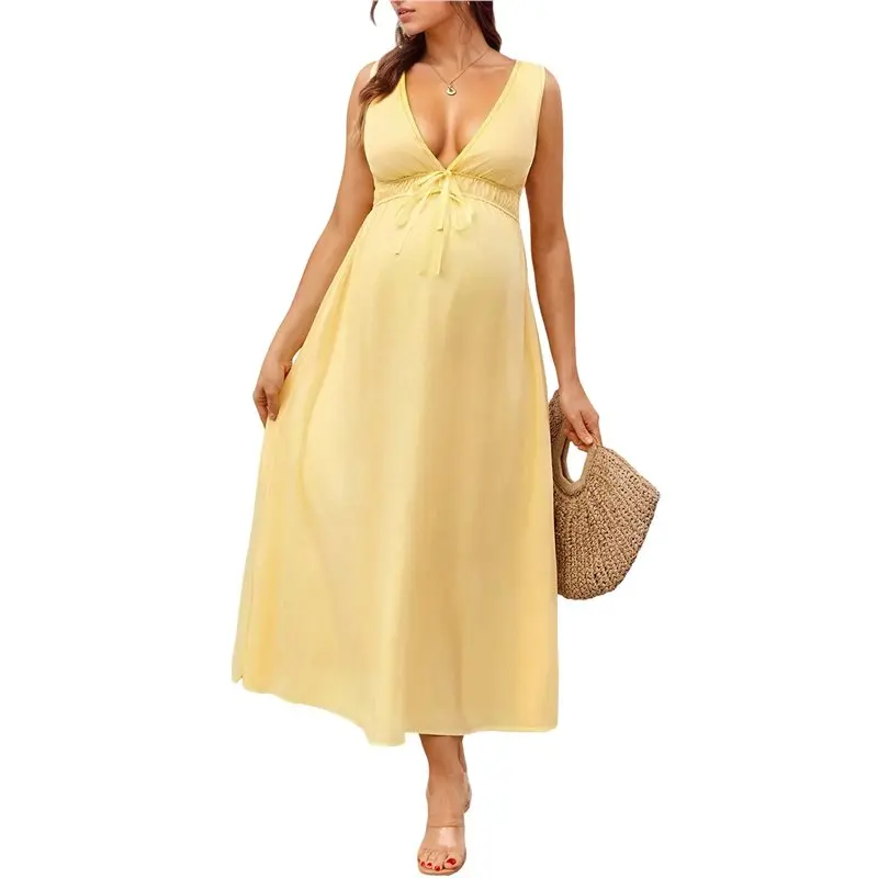 superr-women-maternity-maxi-dress-v-neck-sleeveless-tie-waist-flowy-casual-photo-pregnancy-dress-yellow-s