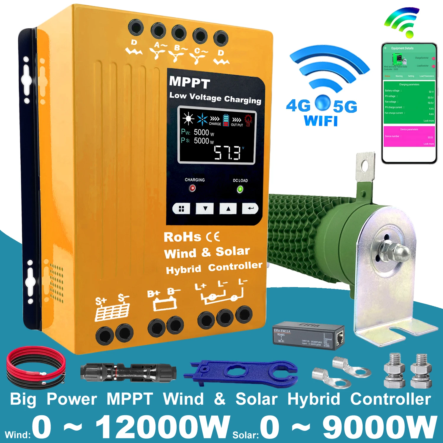 MPPT Wind Solar Hybrid Charge Controller Wind 3000W & Solar 3000W 12/24V/48V Automatic Hybrid Controller With Dump Load Resistor