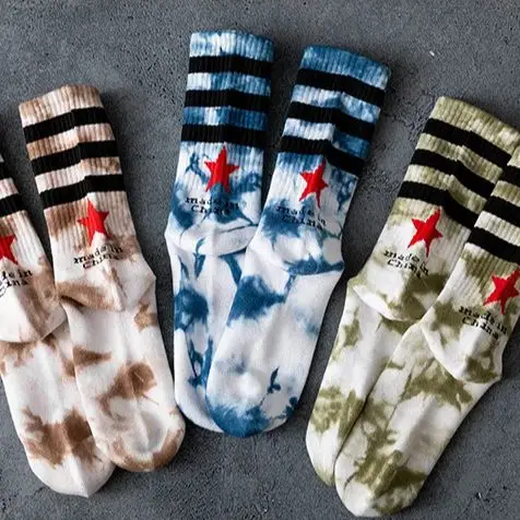 Unisex Socks Men Women Striped Cotton Tie-Dye Street harajuku Hip Hop Tide Basketball Skateboard Sport Happy Sock Gift Calcetine