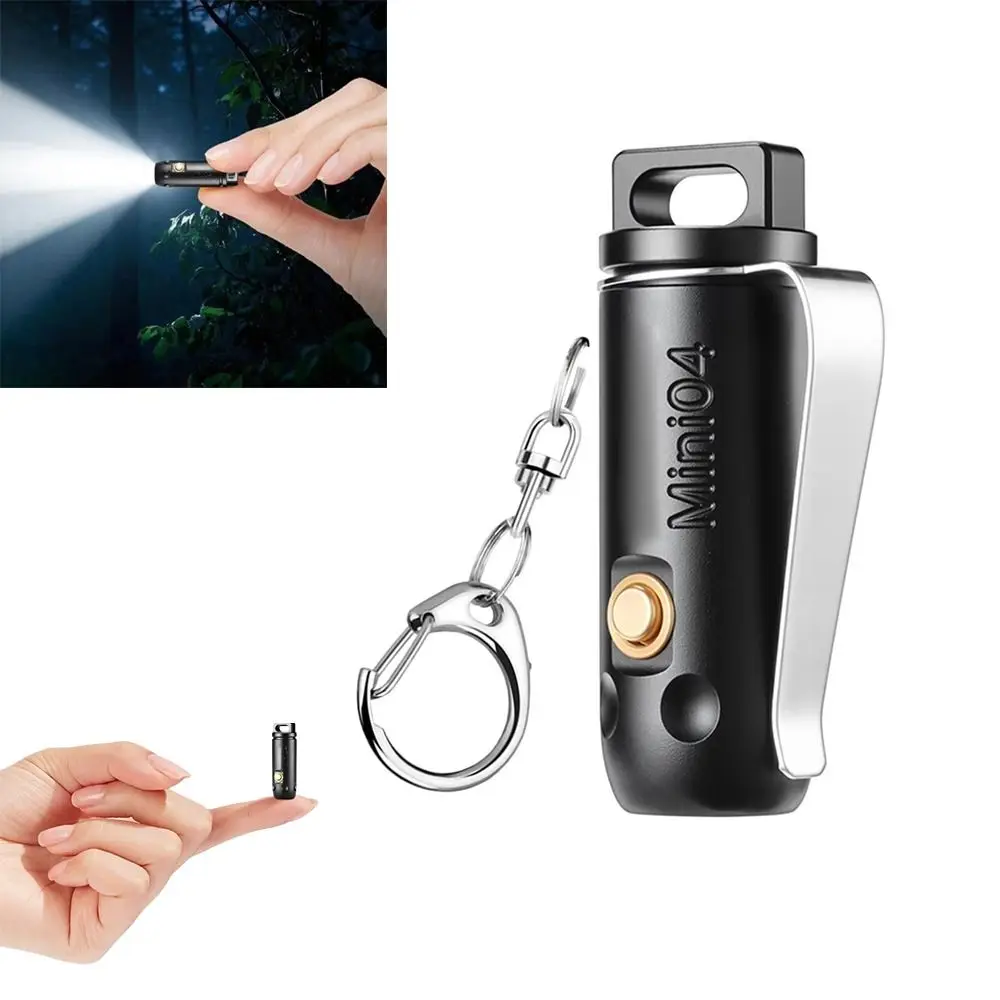 New 4-Mode Bright Mini Flashlight Keychain Aluminum Waterproof Bright Flashlight Camping Lantern Running Cycling Camping Hiking