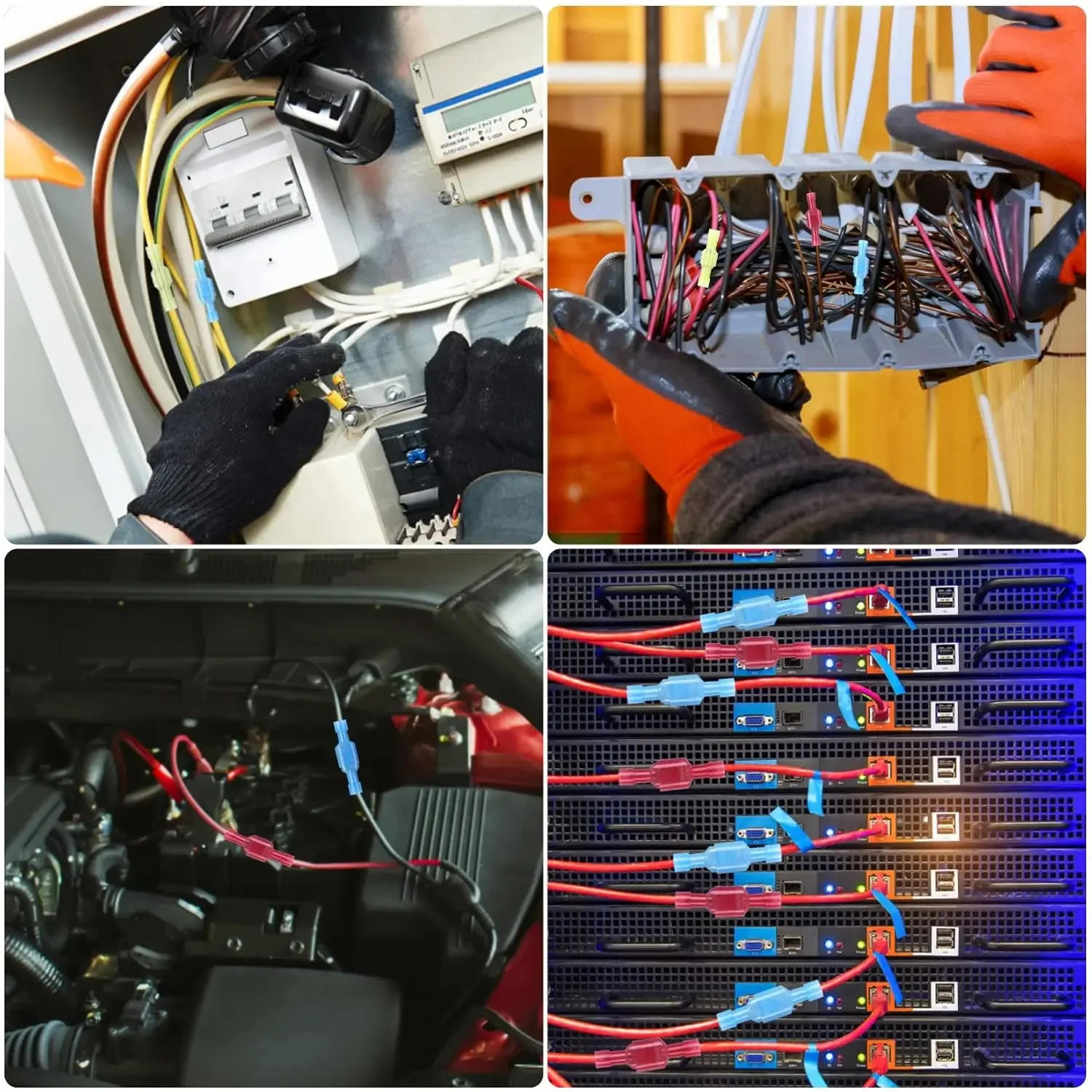 لصق سريع محطات كهربائية ذاتية التجريد موصلات أسلاك T-Tap مجموعة قطع موصلات معزولة بالكامل لأسلاك السيارات #6