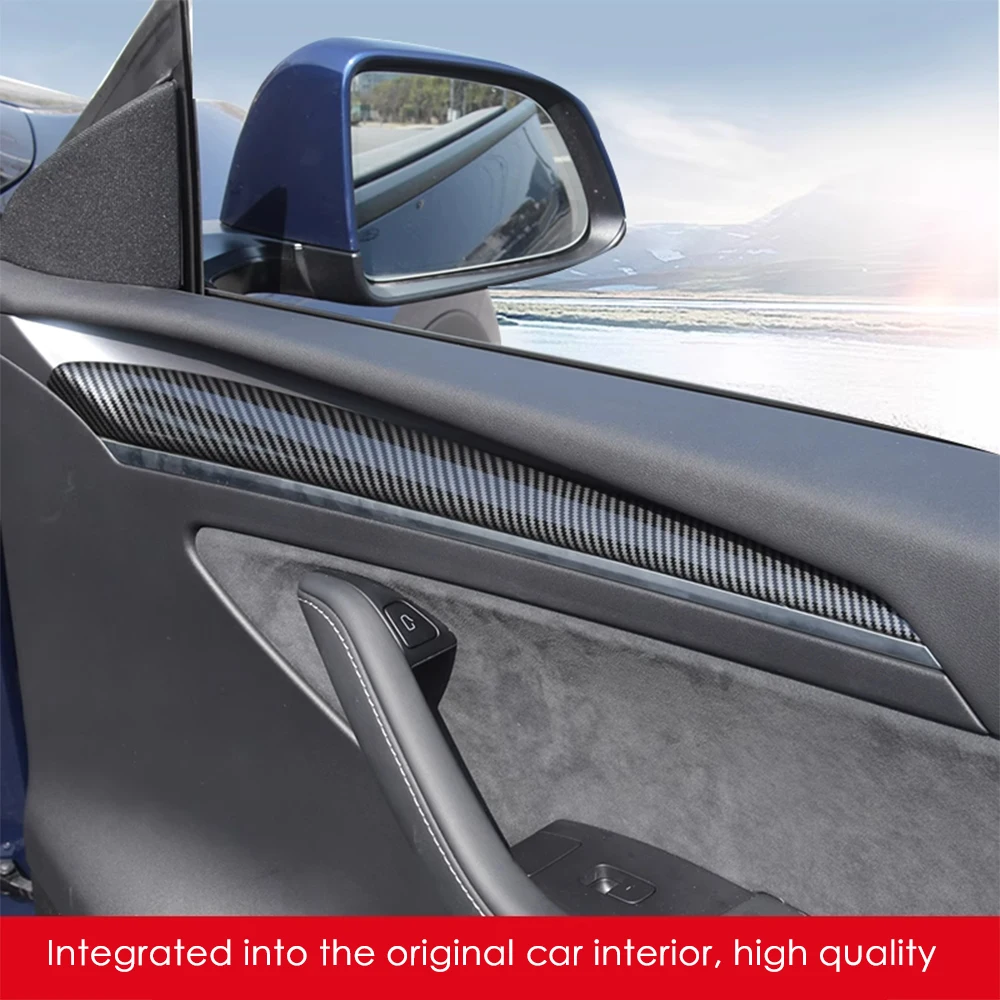 ل تسلا نموذج 3 نموذج Y 2021-2023 ABS غطاء لوحة القيادة الباب الكسوة ملصق تعديل اكسسوارات الديكور الداخلي للسيارة