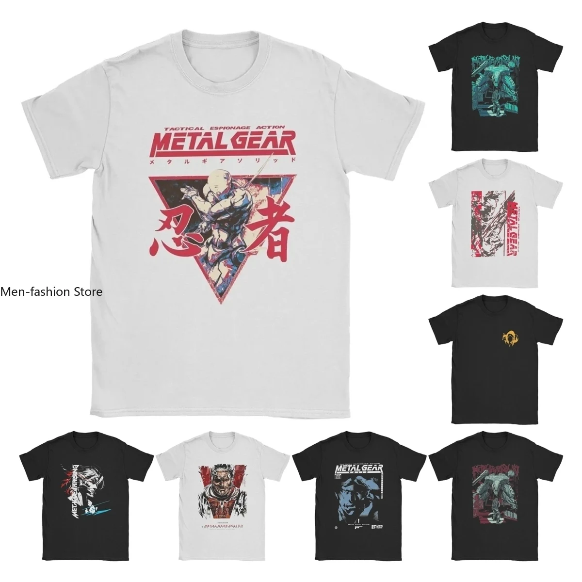 Novelty Game Metal Gear Solid Option C T-Shirt for Men Round Collar Cotton T Shirts MGS Gothic Phantom Hipster Short Sleeve Tees