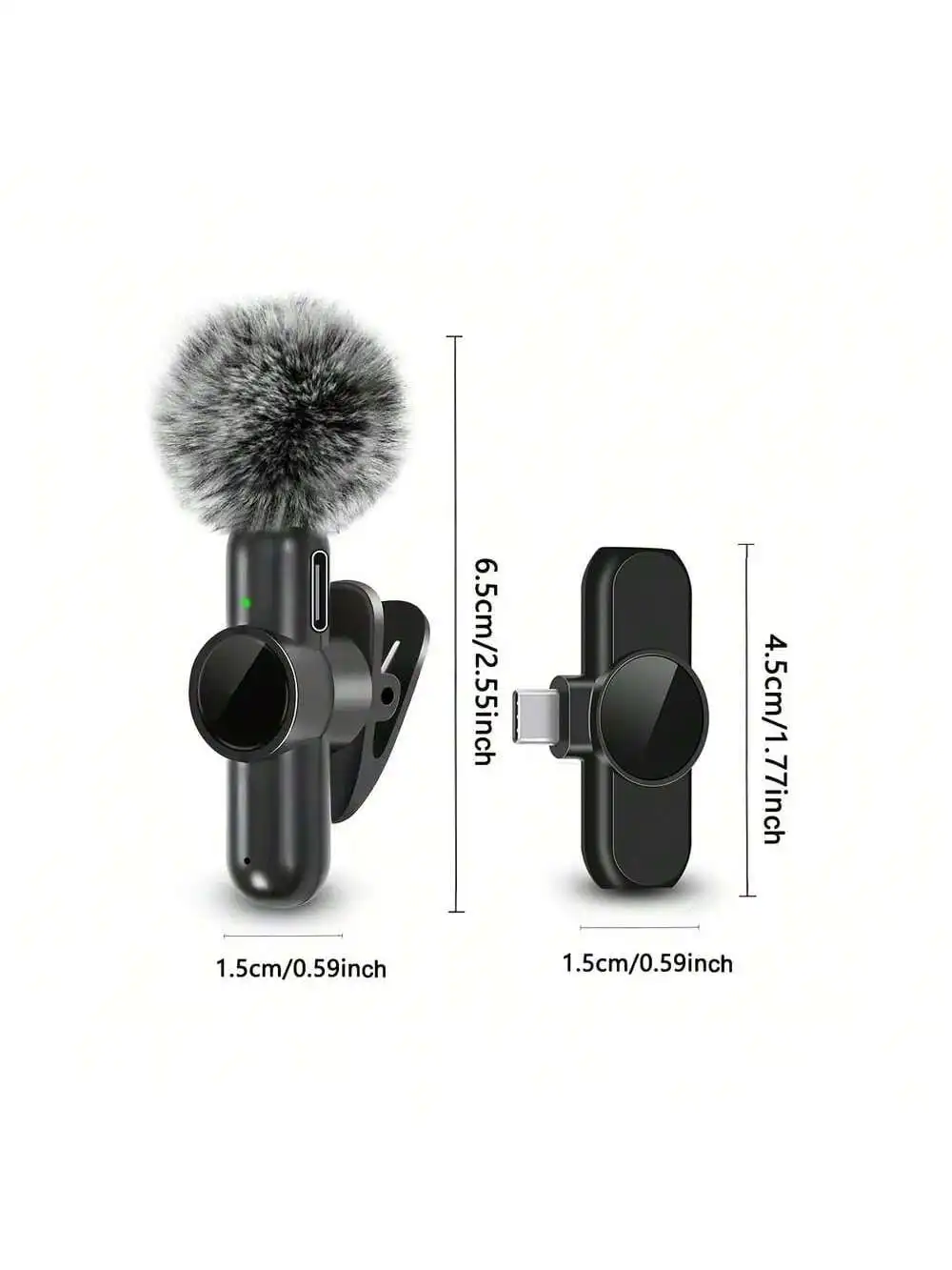 Wireless Lavalier Microphone With Windproof Cover Audio Video Recording Mini Mic For  Android Mobile Phone Microphone