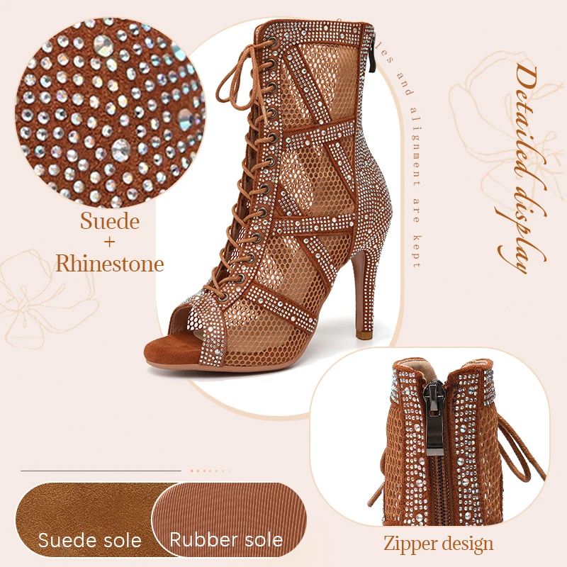 SWDZM Women Dance Boots Full Rhinestone Jazz Latin Dance Shoes Shining Dancing Boots Sexy Thin Heels Women Ladies Dancing Shoes - Image 3