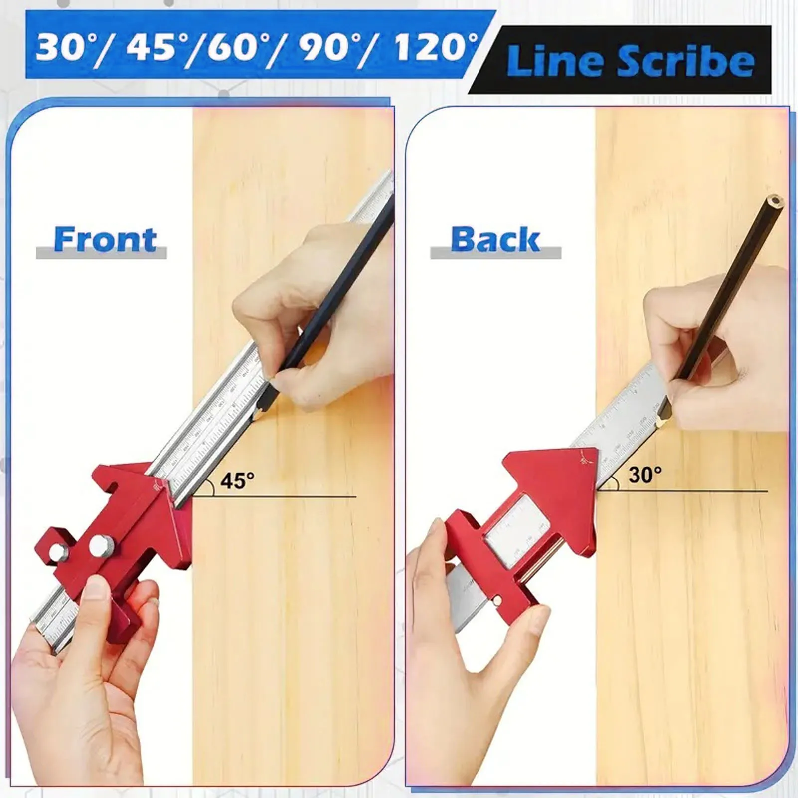 แม่แบบติดตั้งฮาร์ดแวร์ตู้ 5 in 1 ขนาด 7.5 นิ้ว ปรับระยะห่างรูได้ 30 45 60 90 120 135 องศา เครื่องมือช่วยเจาะรูสำหรับงานไม้