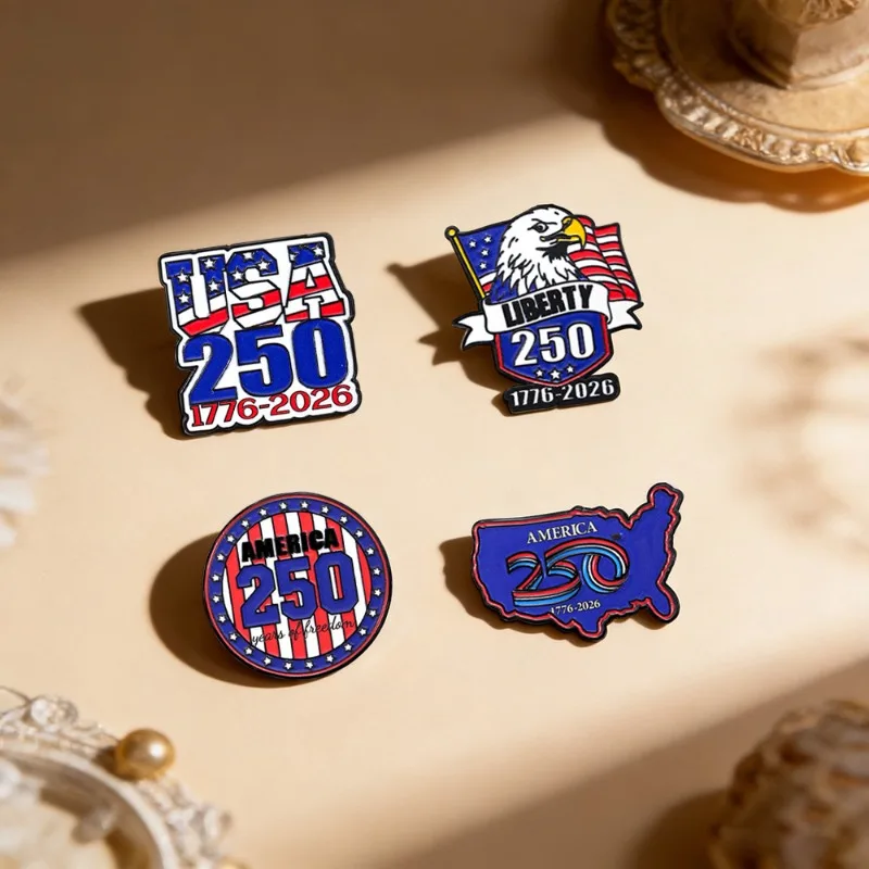 USA 250th Anniversary Brooch Independence Day Metal Pin Badge for DIY Clothes Bags Shoes Hat Scarf T-shirt Jeans Decor