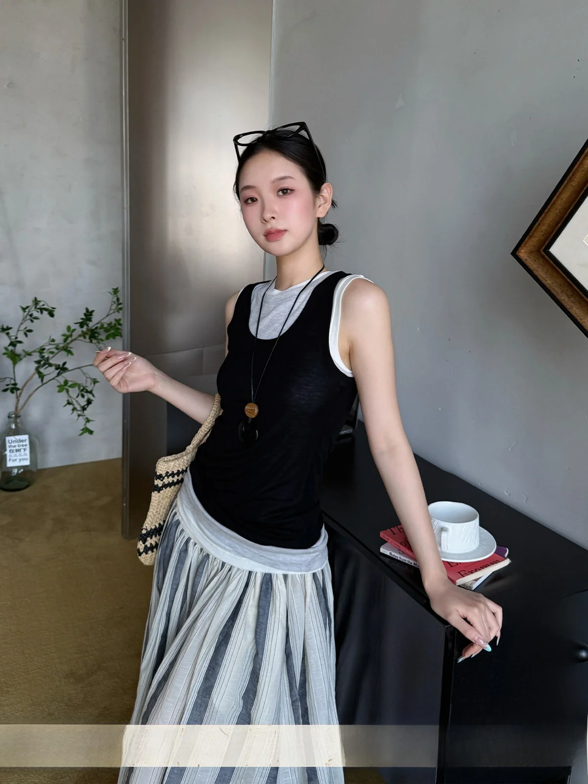 

5E IF брендовая футболка на весну и лето, комплект жилета DEARSOCUTE, связанный вручную, облегающий шерстяной цвет