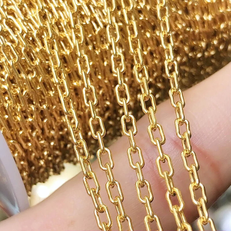 Real 14K Gold Filled Cable Paperclip Chain Footage 2.4mm Width Elongated Extender Chains Wholesale DIY Unfinished Chains