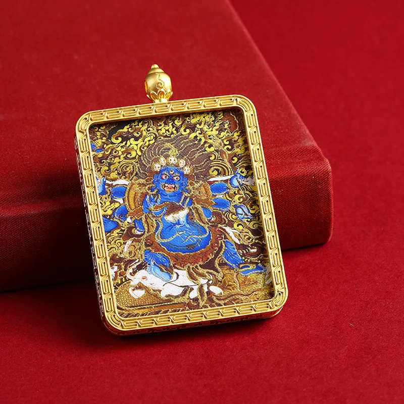 المعلقات الذهبية الثانغكا رسمت باليد النمط التبتي السماء السوداء العظيمة ماستر طويل Wuye الرجال النساء تعويذة التأمل مجوهرات