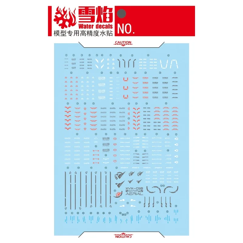 Flaming Snow FM-06 Fluorescent Waterslide Decals For Full Mechanics XVX-016 Aerial Mecha Model Hobby DIY Accessories view 2