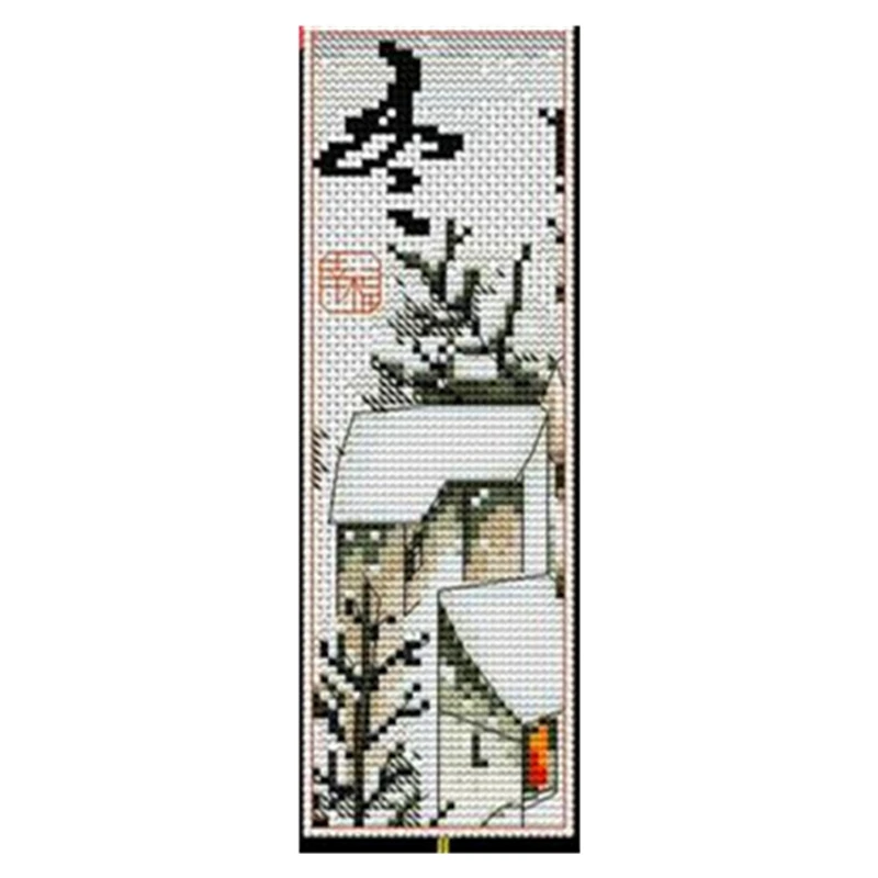 Cross-Stitch Double-Sided Handmade Bookmark Winter of the Four Seasons Bestie Graduation Birthday Gift