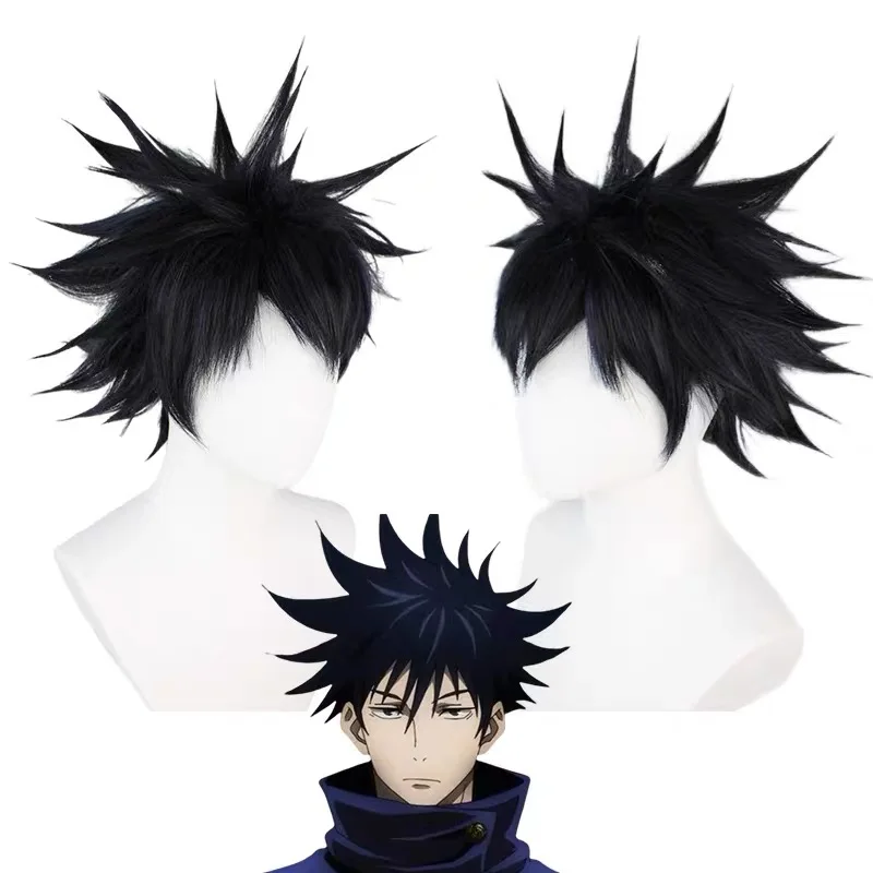 HAIRJOY Synthetic Hair Jujutsu Kaisen Fushiguro Megumi Cosplay Wig Short Curly Cosplay Wig(Roughcut Need Style)