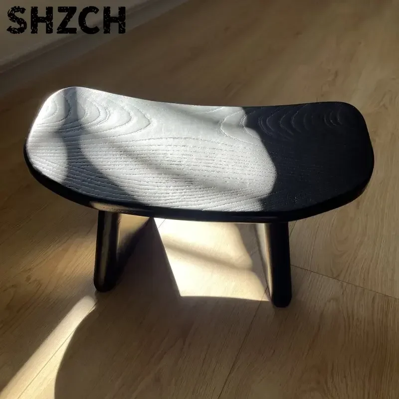 Ergonomic Solid Wood Meditation Stool for Adults, Portable Floor Kneeling Bench with Cushion for Yoga Zen Prayer Home Studio