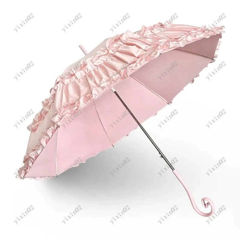 

Зонт с 8 спицами, розовый, с кружевом, длинной ручкой, утолщенный, милый дизайн, для косплея