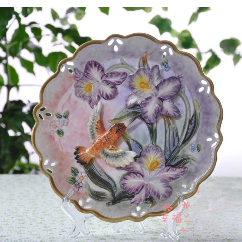 NEW 3D Hummingbird Decorative Wall Dishes Porcelain Plates Decor Crafts Room Decoration Accessories Figurine