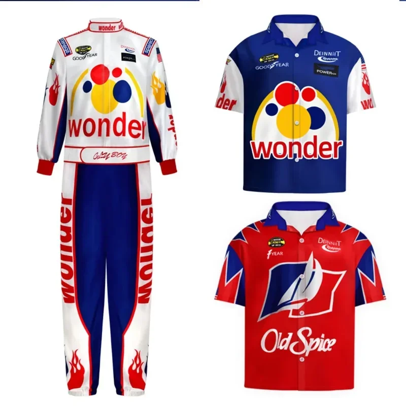 Disfraz de película Ricky Bobby, juegos completos, uniforme de carreras para hombres, traje para adultos, ropa de fiesta de Carnaval y Halloween, juego de rol