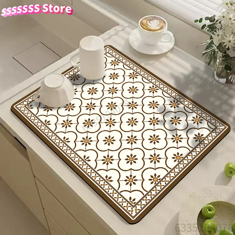 Purchasing Product Cutlery Drying Mat, Minimalist Geometric Drain Mat, Coffee Machine Mat, Fashion Printed Drain Mat, Kitchen Cu