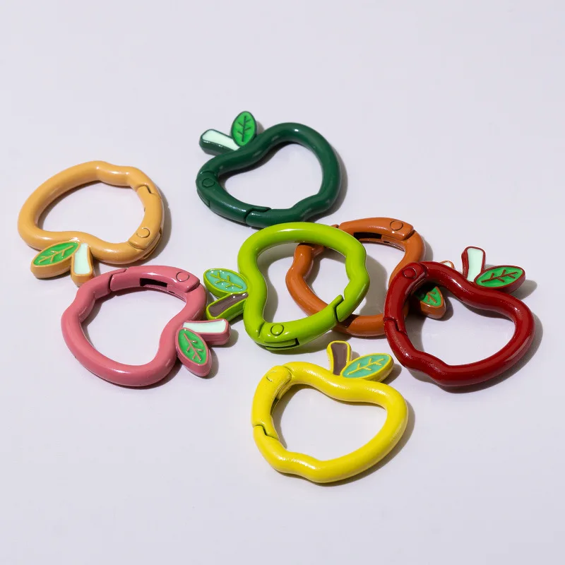30pcs Colorful Metal O Ring Spring Clasp Openable Round Carabiner Apple Keychain Clips Dog Chain Jewelry Making Accessories