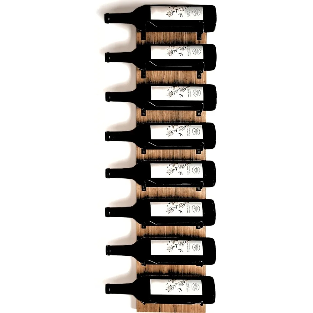 

Wine Rack Wall Mounted | Wooden Wall Wine Rack with 8 Bottle Storage and Matte Black Brackets | Wine Wall Rack with Rustic Finis