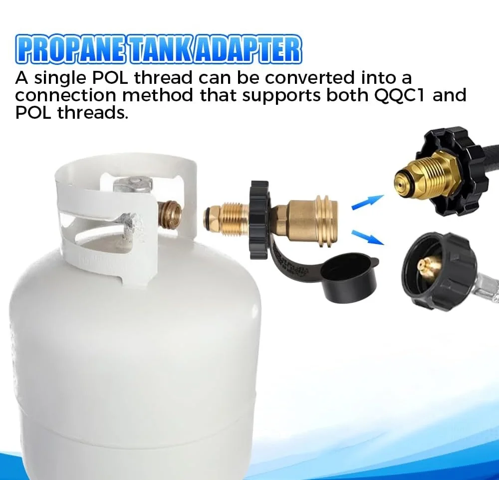 Solid Brass Propane Tank Adapter POL LP Tank Connection To QCC1/Type1 Connection For Hoses And Regulators BBQ Stove Gril Part