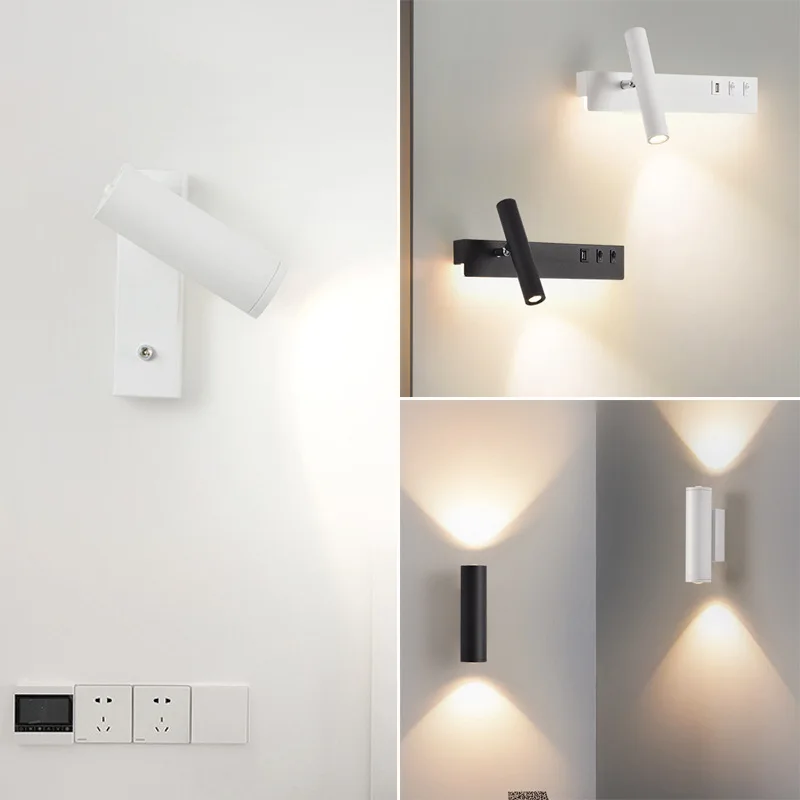 

Nordic Wall Lamp Modern Wall Sconce for Bedroom Living Room Home Decoration Lighting Steering Head Three Color Dimming LED Light