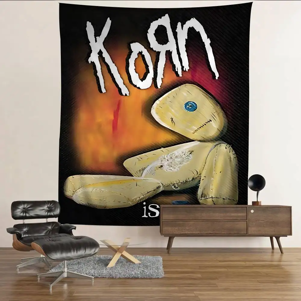 Rock Band K-Korn Anime Tapestry Hippie Flower Wall Carpets Dorm Decor Cheap Hippie Wall Hanging