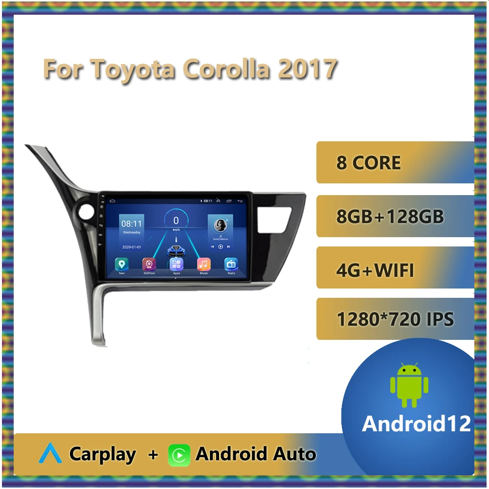 

Автомагнитола на Android 12 для Toyota Corolla 2017, Авторадио SWC, стерео, Wi-Fi, видео, мультимедиа, RDS, DSP, ADAS, BT, 4G плеер Carplay, 8 ядер