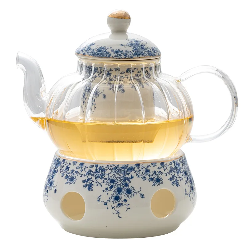 Ceramic tea set Garden style English style afternoon tea retro flower tea teapot can be heated blue and white cup saucer pot set