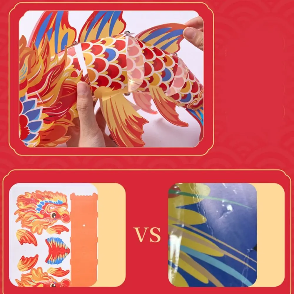 فانوس محمول باليد على شكل سنة التنين مصنوع يدويًا، فانوس السنة الجديدة المضيء، تراث ثقافي غير ملمع متوهج #2