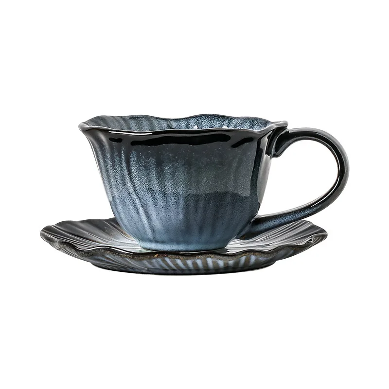 

CX kiln change flower coffee cup saucer ceramic set household snack plate