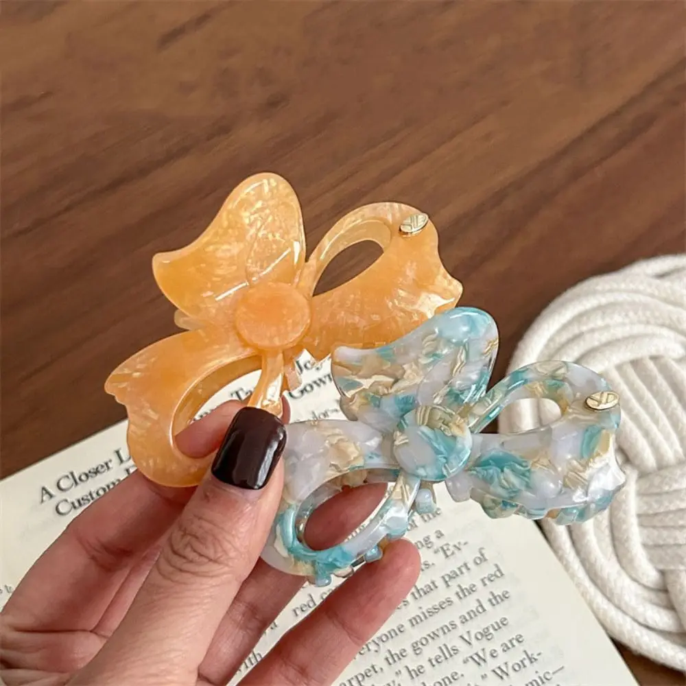 

Sweet Bow Acetic Acid Hair Claw Korean Style Retro Bowknot Barrettes High Ponytail Clip Trendy French Shark Clip Girls