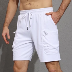 Summer Men's Knit Plaid Cargo Shorts, Sport Tactical Running Short Pants with Elastic Belt & Zip Pockets