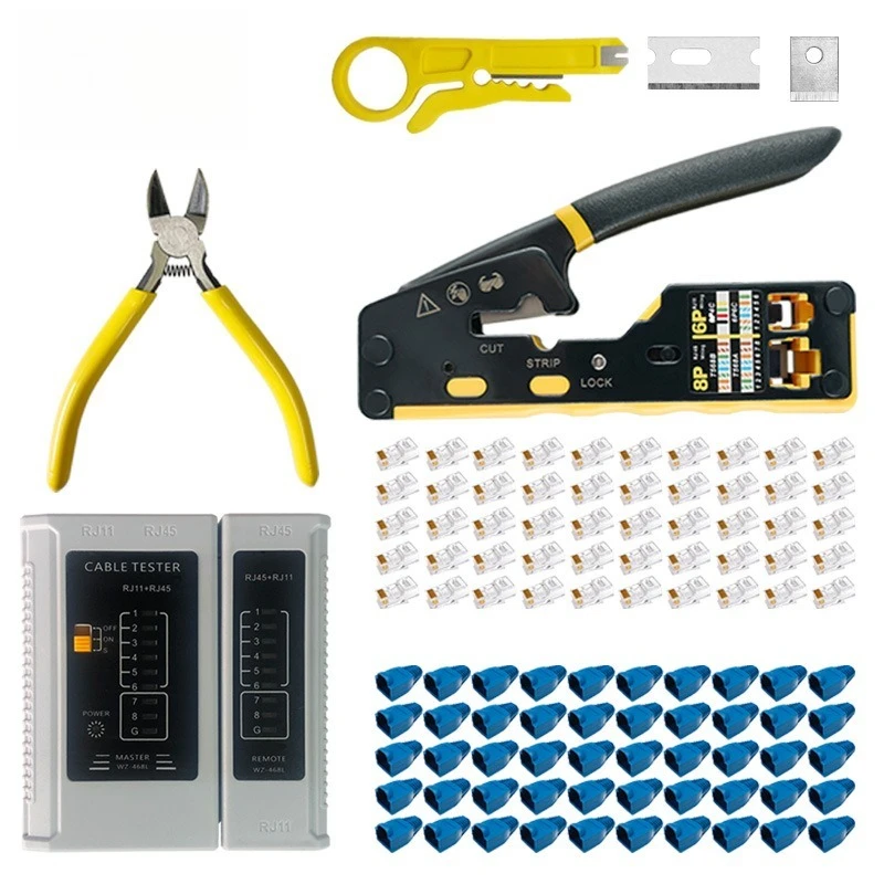 For wiring set Crystal head tester Through hole mesh pliers set