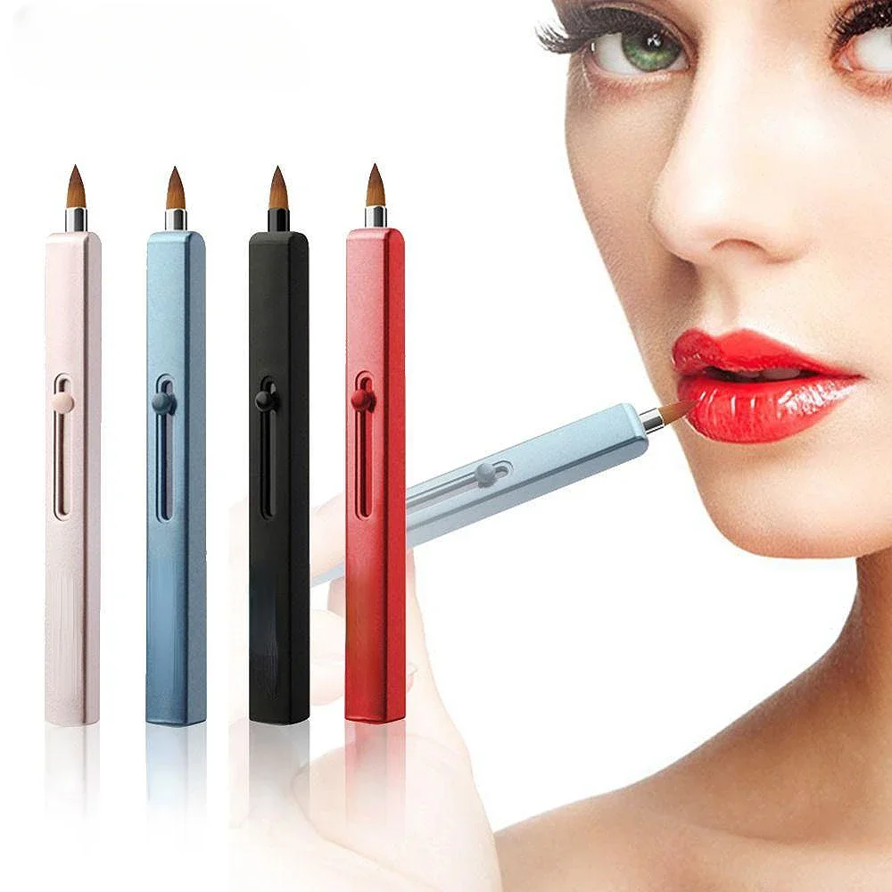 NEW Creative Retractable Lip Brush with Lid Mini Portable Lipstick Eyeshadow Applicator Brushes Women Beauty Makep Tools