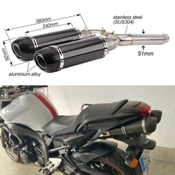 Motorcycle Carbon fiber Exhaust system Slip On For Yamaha FZ-6N FZ-6S FZ6 FZ6S FZ6N 2004-2009  fz6 exhaust with muffler