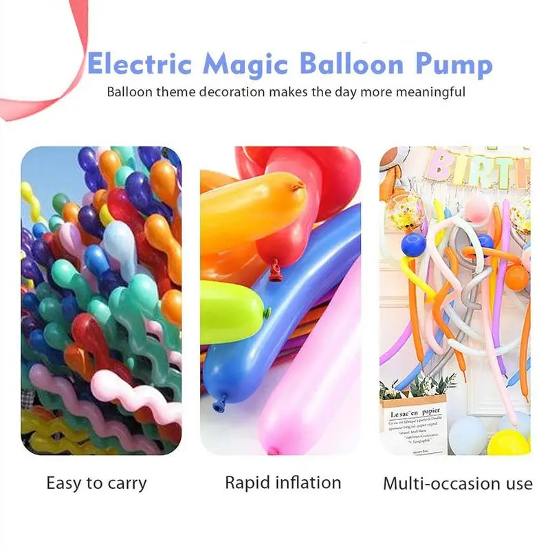 Bomba de aire eléctrica para globos, inflador portátil de llenado rápido para decoración de fiestas y cumpleaños